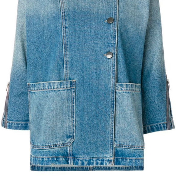 🆕 Current/Elliott Cropped Sleeve Denim Jacket Med - Picture 2 of 6